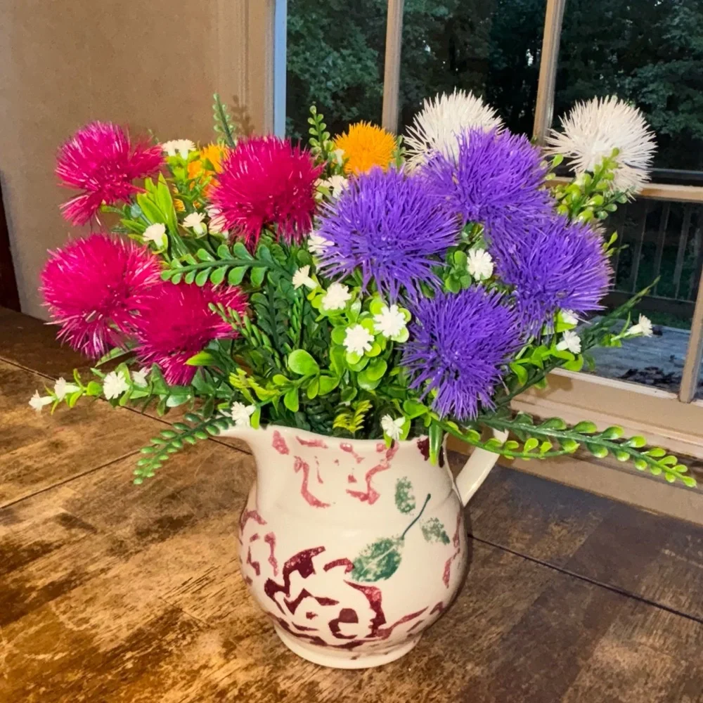 4 Bundles Artificial Flowers Fake Outdoor Plants Faux Vibrant Multicolor